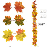 DearHouse 2 Pack Fall Garland Maple Leaf, 5.9Ft/Piece Hanging Vine Garland Artificial Autumn Foliage Garland Thanksgiving Decor for Home Wedding Fireplace Party Christmas (Light Green)