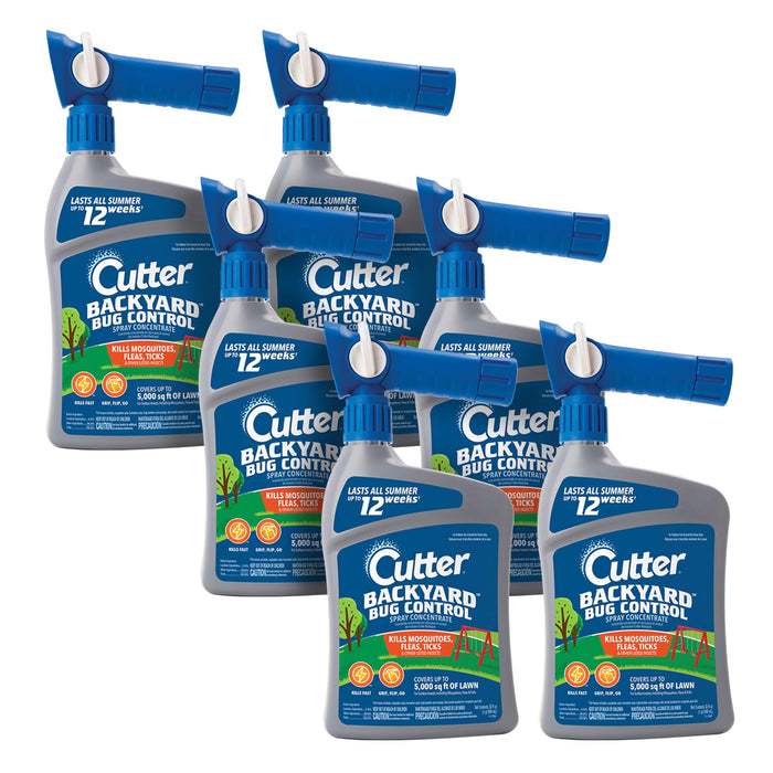 Cutter Backyard Bug Control Spray Concentrate (6 Pack), Kills Mosquitoes, Fleas & Listed Ants, 32 fl Ounce