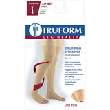 Truform 30-40 mmHg Compression Stockings for Men and Women, Thigh High Length, Dot-Top, Open Toe, Beige, Medium