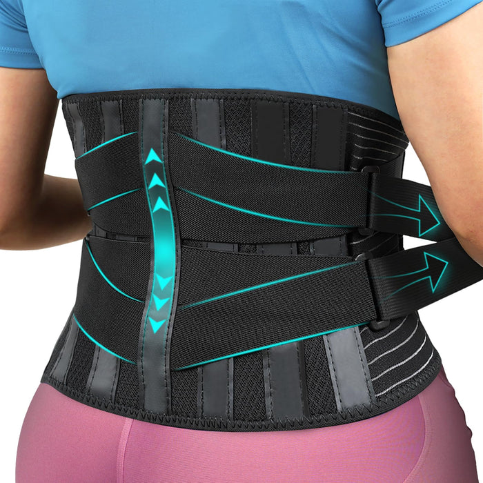 Bracepost Back Braces for Lower Back Pain Relief, Breathable Back Support Belt for Women (Black, X-Large)