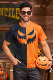 Arvilhill Halloween Shirts for Men Novelty Print Patterns T-Shirt Adult Pumpkin Man Skeleton Funny Short Sleeve Crewneck Comfortable Party S