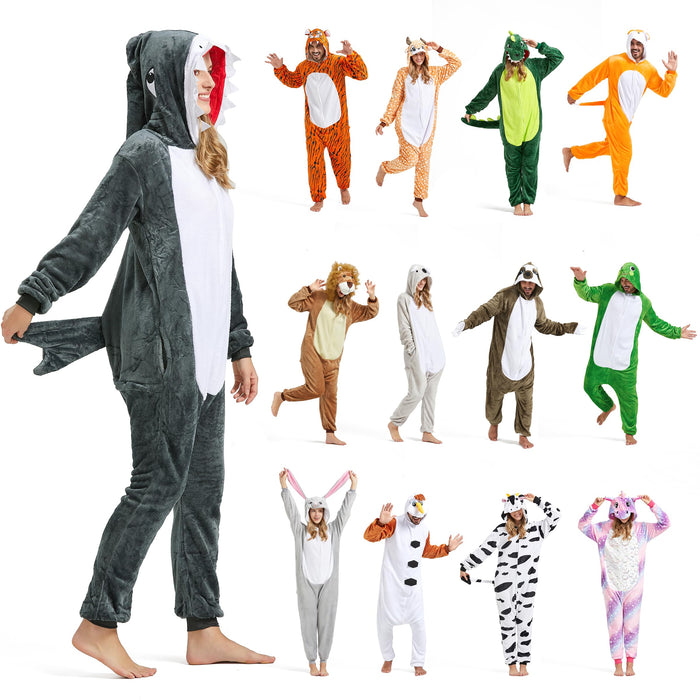 Shark Onesie Adult - Shark Halloween Costumes for Women Men Couples Halloween Pajamas Cosplay Animal Onesies L