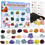 Crystal Advent Calendar 2023 for Kids, Gemstone Collection Advent Calendar Christmas Countdown Advent Calendar with 24 Real Gemstones, Natural Mineral Rock Collection Scientific Gift for Boys Girls