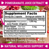 Premium Pomegranate Juice Powder Supplement 1200mg, Supports Healthy Blood Pressure, Joints, Skin & Anti Aging with Bioperine Black Pepper, Powerful Antioxidant with Vitamin C & K, 120 Vegan Capsules
