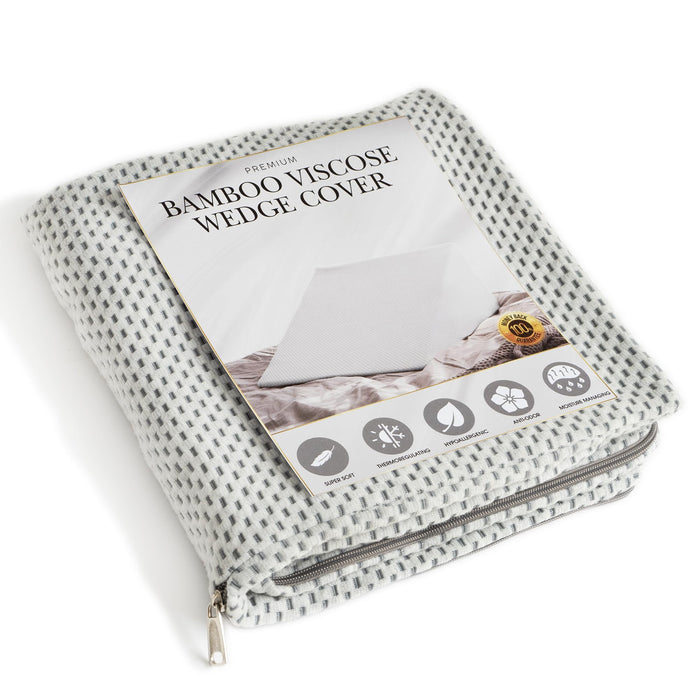 PLANETOFBAMBOO Bamboo Viscose Top Layer Wedge Pillow Case Cover 24x24x7.5, Moisture-Wicking, Cooling and Breathable Wedge Pillow Cover with Zipper