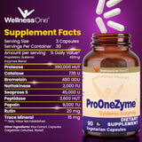 WellnessOne Proteolytic Enzymes Supplements - Digestion Systemic Enzymes Supplement Support for Muscles, Joint & Cell - Pro-OneZyme Systemic Proteolytic Enzymes w/Nattokinase & Seaprose - 90 Capsules