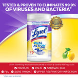 Lysol Dual Action Disinfectant Wipes, Multi-Surface Antibacterial Scrubbing Wipes, For Disinfecting and Cleaning, Citrus Scent, 75ct (Pack of 4), Packaging May Vary