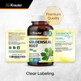 BIO KRAUTER Goldenseal Root Supplement - Organic Goldenseal Capsules 700 mg - Traditional Herbal Supplement - 100 Vegan Pills