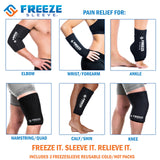 FreezeSleeve 2 Pack Ice & Heat Therapy Sleeve- Reusable, Flexible Gel Hot/Cold Pack, 360 Coverage for Knee, Elbow, Ankle, Wrist- Black, Large