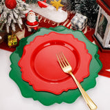 COLOSUS Disposable Plastic Plates 60Pcs, Red Party Plates, Heavy Duty 30 Dinner plate 10.5” and 30 Salad/Dessert Plate 8.25” for party dinner