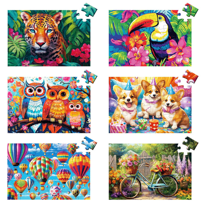 6 Packs 36 Pieces Large Puzzles for Seniors,Dementia Puzzles for Elderly Adults,Jigsaw Puzzles for Adults Seniors with Alzheimer's Dementia with 3 Storage Bags(Animals