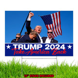 Factory Crafts Made In USA, Not China | Trump 2024 Yard Sign | Take America Back | Iconic Photo | Outdoor Decoration 16" x 12" Double Sided Print with H-Stake