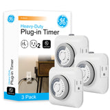 GE 24-Hour 2 Grounded Outlets Mechanical Outlet Timer, Timers for Electrical Outlets Indoor, Light Timers Indoor, Daily ON/OFF Cycle, Lamp and Christmas Light Timer, Indoor Light Timer, 3 Pack, 66404