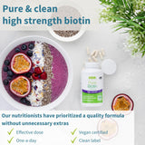 Pure Biotin 10,000mcg, Extra Strength Biotin, 180 Small Easy to Swallow Capsules, Vitamin B7, Clean Label, Lab Verified, & Vegan & Hypoallergenic, No After Taste or Smell, by Igennus