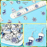 SANNIX 110Pcs/55 Pairs Christmas Winter Charms, Winter Charms for Jewelry Making, Assorted Snowflake Penguin Snowman Polar Bear Gold Enamel Charm Pendants for DIY Bracelet Necklaces Earrings Craft