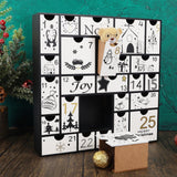 Juegoal Black Advent Calendar, 11.8 Inch Christmas Wooden Advent Calendar with 25 Large Drawers, Christmas Countdown Calendar 2024, Premium Wood Hand Painted Refillable Advent Cute Holiday Decoration