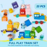 Learning Toy for Toddlers 1 2 3 Years Old, Counting, Matching & Sorting Montessori Learning Farm Train Including 9 Farm Animals and 1 Farmer, Christmas Birthday Gift for Baby Boys Girls