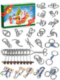 Brain Teaser Puzzle Advent Calendar 2024 - Christmas Gifts for Kids - Brain Teaser Countdown to Christmas for Teens Boys - Calendar Decoration Gift Box with 24 Pcs Metal Wire Puzzle for Adults Girls