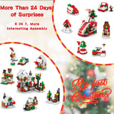 QIFUN Christmas Building Toy Set - Advent Calendar 2024 Countdown to Christmas Playset 24 Collectible 6 In 1 Building Blocks for kids Adults Stocking Stuffers (1075 PCS)