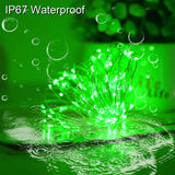 YAOZHOU Green Christmas String Lights Solar Powered Outdoor Waterproof, 2 Pack Each 100LED 8 Modes Copper Fairy Lights for Garden, Patio, Fence, Balcony