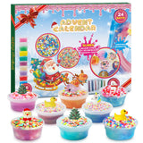 Manaror Advent Calendar 2024 Fluffy Starry Slime Kit Countdown to Christmas DIY Cute Slime Crystal Supply Kit 24 Days of Surprises Fun Christmas Gifts for Teen Kids Boys and Girls Ages 3 and Up