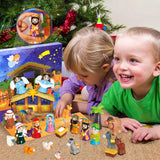 HOTFUN Lighted Nativity Advent Calendar 2024 Kids, Christmas Story Toddler Nativity Playset Christian Religious Advent Calendar, 25 Days Christmas Countdown Calendar Nativity Scene Set for Children Boy Girl