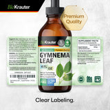 BIO KRAUTER Gymnema Sylvestre Extract Supplement - Organic Gymnema Leaf Tincture - Alcohol and Sugar Free - Vegan Drops 4 Fl.Oz.