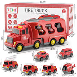 TEMI Toddler Truck Boy Toys for Kids 3-5 Years - 7 Pack Friction Power Vehicle Car Toy for Toddlers 1-3, Carrier Truck Toys for 3 4 5 6 Years Old Boys Girl, Christmas Birthday Gifts for Age 3-9