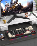 Compact 80% Mechanical Gaming Keyboard, Wired tkl Keyboard with Yellow Switches, Ergonomic Design Retro Style Gaming Keyboard with Rainbow Led Backlit for Windows PC Mac, Black White