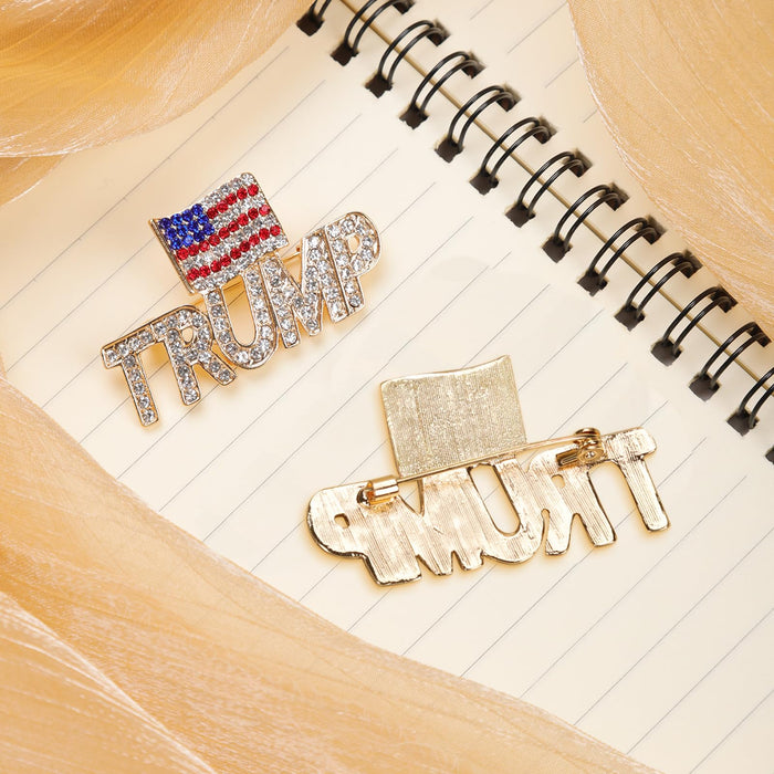 6pcs Donald Trump Pins, Stylish Donald Trump Pins USA Flag Design Trump Pins 2024 Crystal Trump Brooch with White Container Apparel Pin for President Election Merchandise Gifts Souvenir