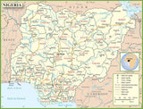 GIFT DELIGHT Laminated 31x24 Poster: Nigeria Political map