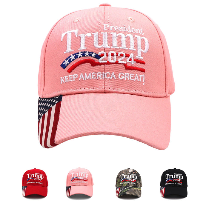 Trump Hat 2024 President MAGA Hat Embroidered Keep America Great Trump Merchandise USA Flag Baseball Cap for Women Men