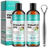 Tudiqe 2 Pack Coconut Pulling Oil, Natural Pulling Oil with Coconut & Peppermint Oil-Mouthwash for Oral Care, Mint Oil Pulling Mouthwash with Tongue Scraper, Supports Healthy Gums, Fresh Breath