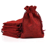 Naler Christmas Drawstring Gift Bags Drawstring Pouch Burlap Wedding Favor Gift Bag Red for Christmas Advent Calendar Winter Holiday Party Favor, 24Pcs