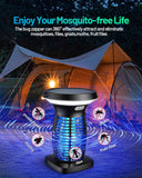 Solar Bug Zapper Outdoor, Mosquito Zapper Indoor Outdoor, Electric Fly Zapper with Camping Lantern, Waterproof Mosquito Traps, Cordless Mosquito Killer Lamp for Patio, Backyard, Home, Balcony