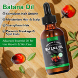 Batana Oil for Hair Growth and Nourishment - Scalp Massager Included, Honduras Pure & Natural Oil for Split Ends Elimination, Enhanced Hair and Skin Radiance, All Hair Types, 2.02 fl oz