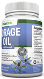 NutriONN Borage Oil - 1000 mg - 180 Softgels - Cold Pressed High GLA Borage Seed Oil - Hexane and PA Free - Great for Skin, Hair, Joints and Bones.