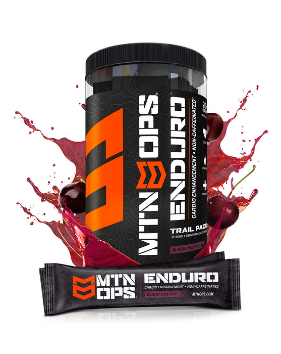 MTN OPS Enduro Trail Packs Nitric Oxide Supplement & Stim-Free Pre Workout - 20 Servings - with Magnesium Citrate, Beet Root Powder, Niacinamide, L Arginine & L Citrulline - Black Cherry Flavor