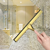 HIWARE All-Purpose Shower Squeegee for Shower Doors, Bathroom, Window and Car Glass - Brass, Stainless Steel, 10 Inches