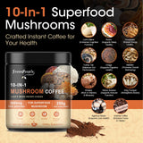 GREENPEOPLE 10 in 1 Mushroom Coffee | Premium Arabica Instant Coffee with Lion’s Mane, Reishi, Turkey Tail & More | Mushroom Coffee Alternative for Energy, Focus & Immune Support | 8.8 Oz