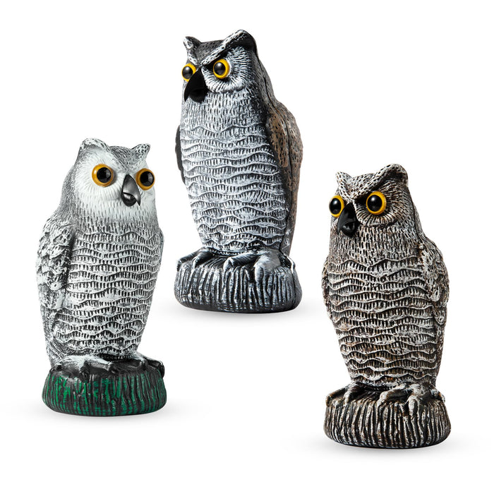 OFFO 3 Pack Plastic Owls Scarecrow for Halloween Decorations Outdoor Garden, Yard, Pool Decoration, 8.3 in Height