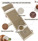 UNMERA Acupressure Mat and Pillow Set,Natural Premium Linen & Coconut Fiber Filling,FSA/HSA Eligible,for Back/Neck Pain Relief, Sciatic, Headache and Muscle Relaxation, Comes with Carrying Bag