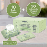 X Large Wet Wipes for Adults - Case of 10 Packs of 56 [560 Count] Disposable Incontinence Wipes, 12" x 8" Body Wipes for Elderly – BONUS 50 Individually Wrapped Shower Wipes