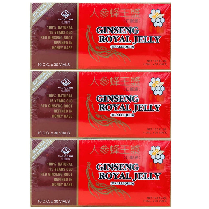 New Green Nutrition 3 Boxes Magic Drop Ginseng Royal Jelly (30 Vials), Total 90 Vials