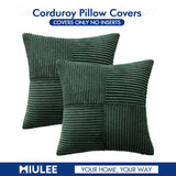 MIULEE Christmas Army Green Corduroy Pillow Covers Pack of 2 Boho Decorative Spliced Throw Pillow Covers Soft Solid Couch Pillowcases Cross Patchwork Cushion Covers for Living Room Bed Sofa 20x20 inch