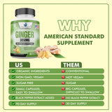 Organic Ginger Supplement with Black Pepper Extract - 3850mg per Serving - 90 Capsules