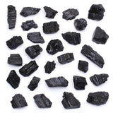 DANCING BEAR Black Tourmaline Crystals Bulk (1 LB Medium Pieces), Includes: (1) Selenite Stick & Information Cards, Rough Raw Natural Stones for Good Vibes, Reiki Energy, Made in USA