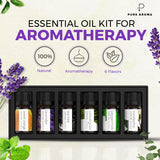 Essential Oils by PURE AROMA 100% Pure Oils Kit- Top 6 Aromatherapy Oils Gift Set-6 Pack, 10ml(Eucalyptus, Lavender, Lemongrass, Sweet Orange, Peppermint, Tea Tree)