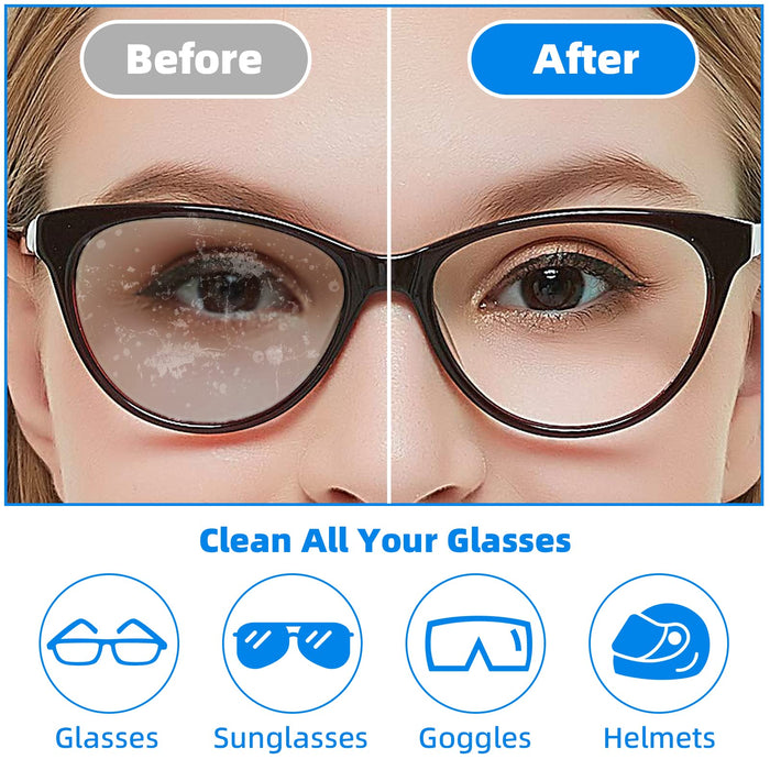 Eyeglass Cleaner Kit for Cleaning Glasses, 5-in-1 Eye Glasses Lens Cleaner|Cleaner Tool Case+Anti-Fog Mist Cleaner Spray+Soft Brush+Recyclable Sunglasses Lens Clamp Clip+Microfiber Cloth for Travel