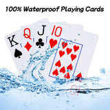 Neasyth Waterproof Plastic Playing Cards,Large Print Playing Cards,Jumbo Index, for Texas Hold'em, Blackjack, Pinochle, Euchre, for Pool Beach Water Games(1 PCS Blue+1 PCS RED)